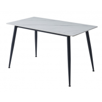 Обідній керамічний стіл TM-100 білий мармур + чорний 130х70