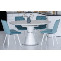 Керамічний стіл TML-851 білий мармур + білий 105-145