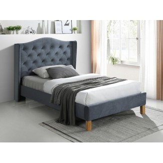 Ліжко односпальне ASPEN VELVET 120x200 колір сірий/дуб BLUVEL 14/АСПЕН