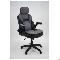 Крісло Alpharo чорний/тканина темно-сіра/Альхаро