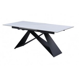 Керамічний стіл Бруно TML-880 білий мармур + чорний 180-240