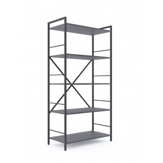 Стелаж Лофт 1600х800х400 Меткас, 35 кг/полицю, 5 полиць, ЛДСП, антрацит-антрацит