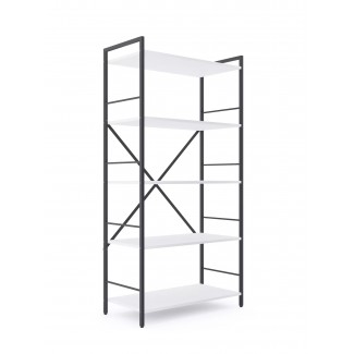 Стелаж Лофт 1600х800х400 Меткас, 35 кг/полицю, 5 полиць, ЛДСП, антрацит-білий сніг