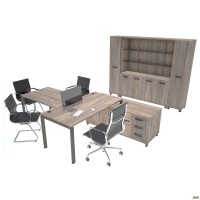 Стіл керівника. Комплект 11. В'яз Ліберті Димчастий. Чорний графіт