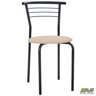 Стілець Маркос чорний Шкірозамінник бежевий