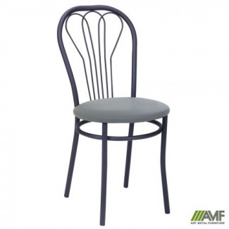 Стілець Велес чорний шкiрзам сiрий