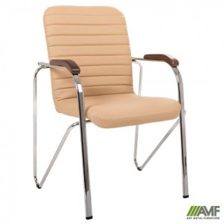 Стілець Rumba хром орех Шкірзам бежевий/Румба