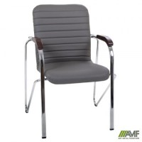 Стілець Rumba хром орех Шкірзам сірий/Румба