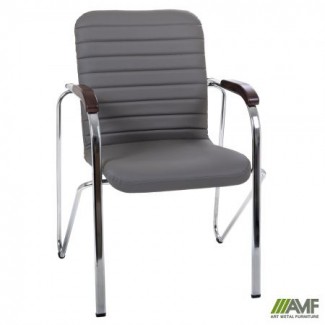 Стілець Rumba хром орех Шкірзам сірий/Румба