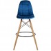 Барний стілець із велюровим сидінням і дерев’яними ніжками Лорена Н синій Барний стілець із велюровим сидінням і дерев’яними ніжками Лорена Н синій