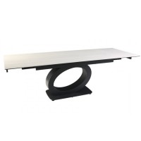 Стіл OVIDIO CERAMIC 160(240)*90 білий дуб/чорний каркас/Овідіо