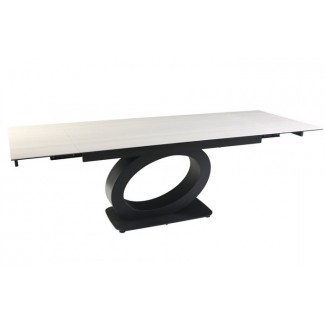 Стіл OVIDIO CERAMIC 160(240)*90 білий дуб/чорний каркас/Овідіо