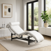Шезлонг Лекор нержавіюча сталь, білий шкірозамінник