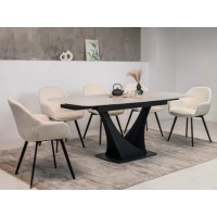 Керамічний стіл Еліо TML-990 крема делікато + чорний 140/200х90 Керамічний стіл Еліо TML-990 крема делікато + чорний 140/200х90