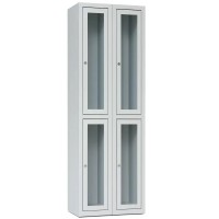 Шафа для одягу металева ШОМ/С-300/2/4 з прозорими дверцятами