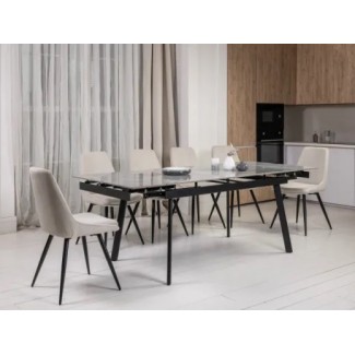 Керамічний стіл TM-98 б'янко каррара грей + чорний 150/210х90х76