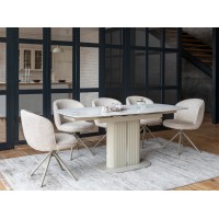 Керамічний стіл Комо TML-1306 статуаріо анго + бежевий 120/180х85 Керамічний стіл Комо TML-1306 статуаріо анго + бежевий 120/180х85