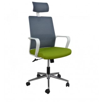 Крісло комп'ютерне поворотне WIND сіре/зелене/білий каркас/Вінд (Винд)