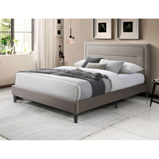Ліжко полуторне MALAGA VELVET 140*200 темний беж / чорний BL.40 MALAGAV140CBEC/Малага