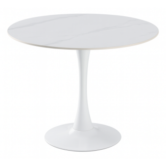 Круглий стіл з керамічною стільницею та металевою основою Ø90 см Тюльпан С