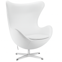 Дизайнерське крісло з екошкіри на металевій хрестовині біле Егг