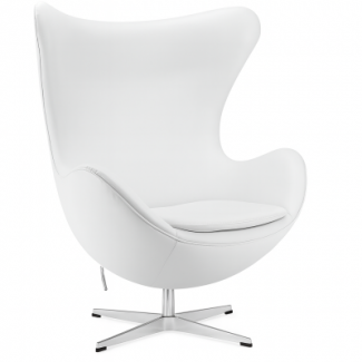 Дизайнерське крісло з екошкіри на металевій хрестовині біле Егг