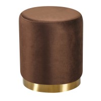 Мʼякий пуф із коричневою тканиною та золотою основою Голд Мʼякий пуф із коричневою тканиною та золотою основою Голд