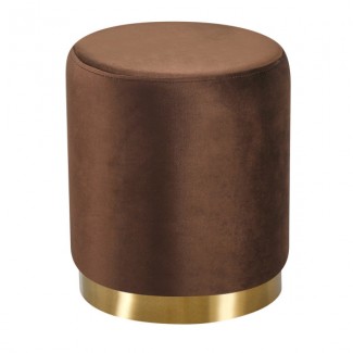 Мʼякий пуф із коричневою тканиною та золотою основою Голд