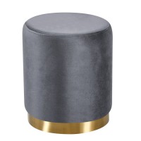 Мʼякий пуф із сірою тканиною та золотою основою Голд Мʼякий пуф із сірою тканиною та золотою основою Голд