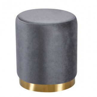 Мʼякий пуф із сірою тканиною та золотою основою Голд