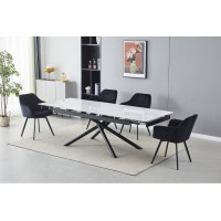 Керамічний стіл TML-819 вайт клауд + чорний 180-240