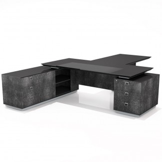 Стіл керівника з брифнг приставкою Моріон 23/12 Камінь 2360 x 3350 в Одессе от магазина «Оникс»