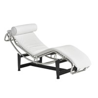 Шезлонг Лекор нержавіюча сталь, білий шкірозамінник