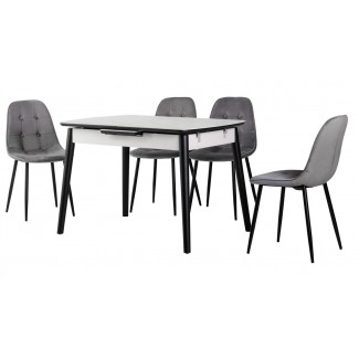 Керамічний стіл TM-87 білий мармур + чорний 110/140х75	