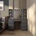 Туалетний стіл з дзеркалом і підсвіткою Kler 120x140/75x43 см – Графіт/Клер