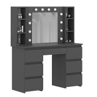 Туалетний стіл з дзеркалом і підсвіткою Kler 120x140/75x43 см – Графіт/Клер Туалетний стіл з дзеркалом і підсвіткою Kler 120x140/75x43 см – Графіт/Клер