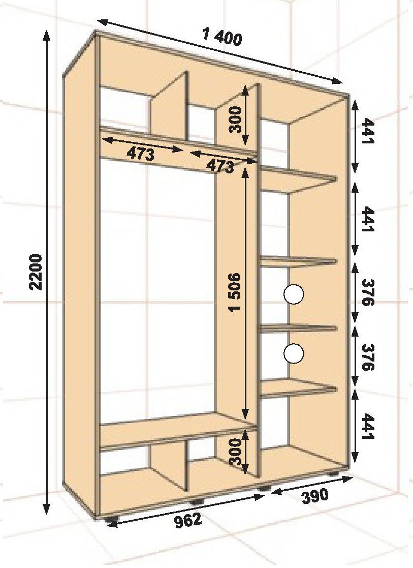 Все размеры шкафа купе